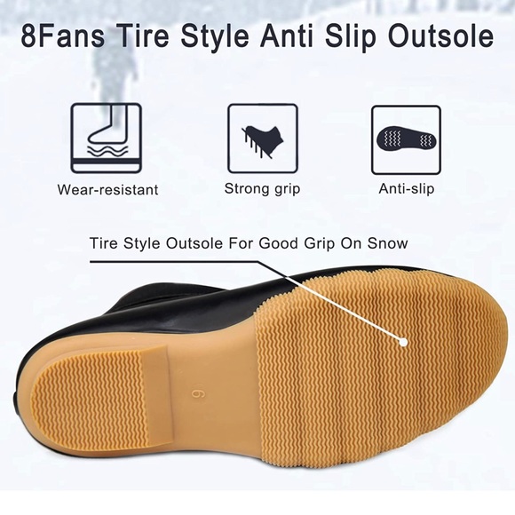 8 Fans Womens Duck Bean Boots, Waterproof Ankle Rain Boots Insulated Warm - Picture 5 of 5